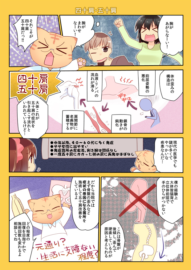 静岡のなごみ整体院　四十肩・五十肩の改善についてマンガで解説
